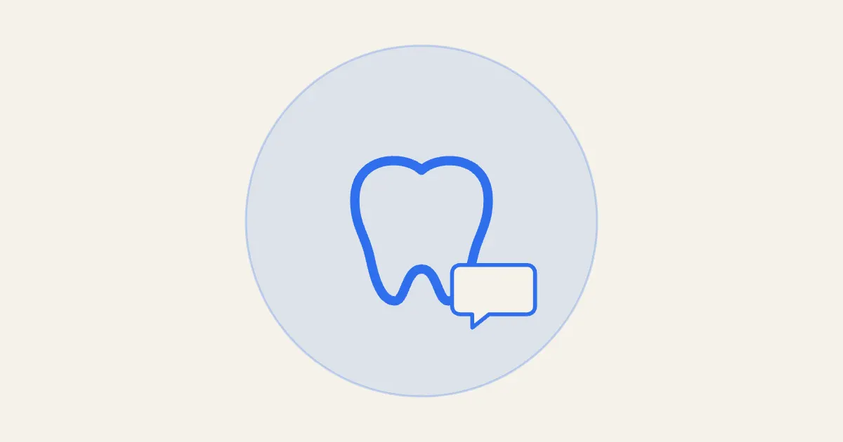 Ícone de dente com balão de conversa