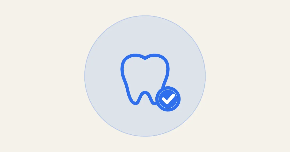 Ícone de dente com sinal de verificado