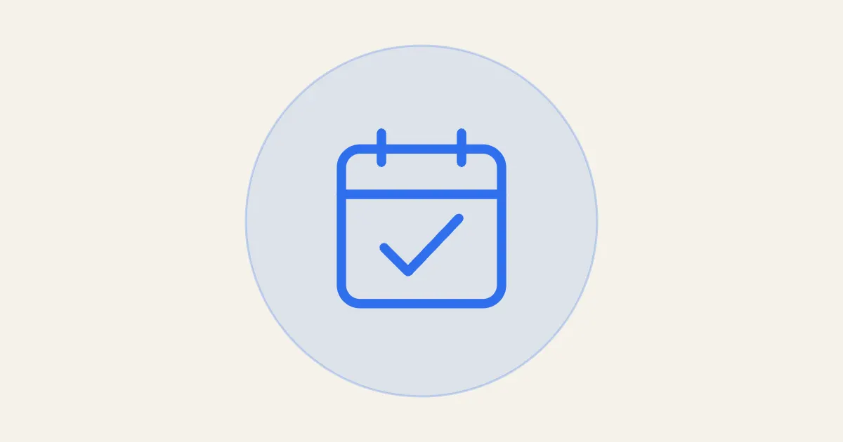 Ícone de calendário com sinal de verificado